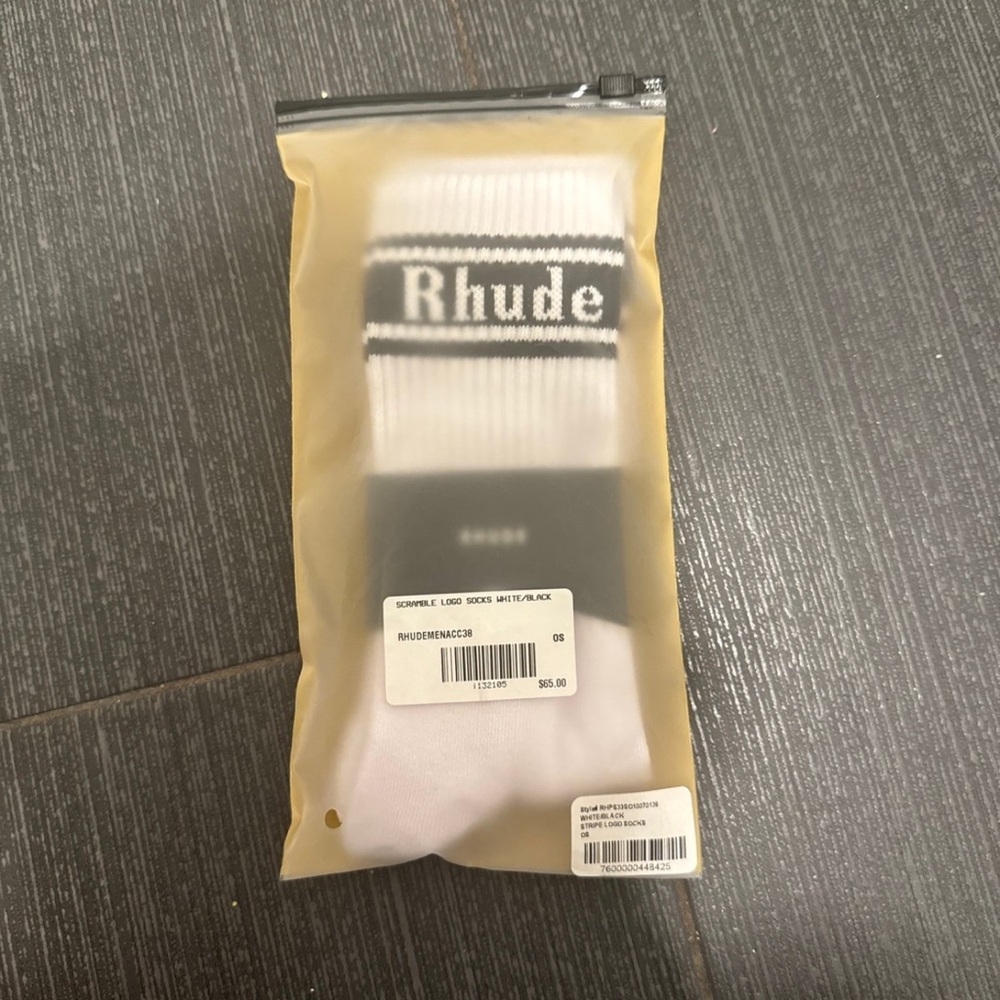 Rhude Men's Black and White Logo Socks